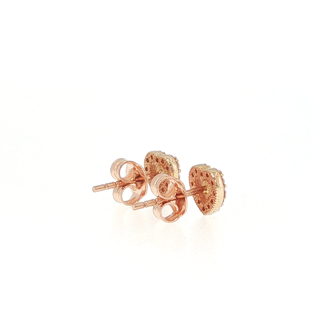 Diamond Halo Heart Stud Earrings in Rose Gold