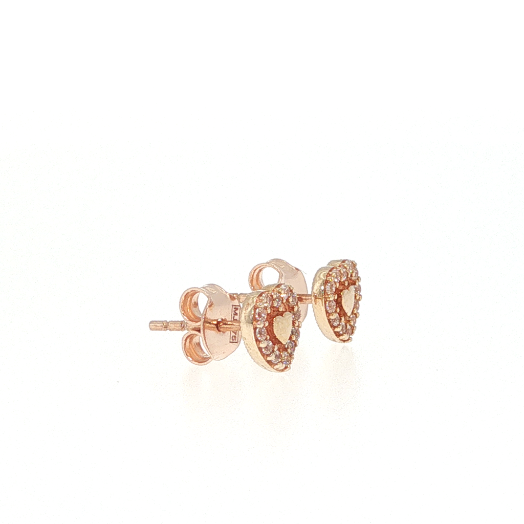 Diamond Halo Heart Stud Earrings in Rose Gold