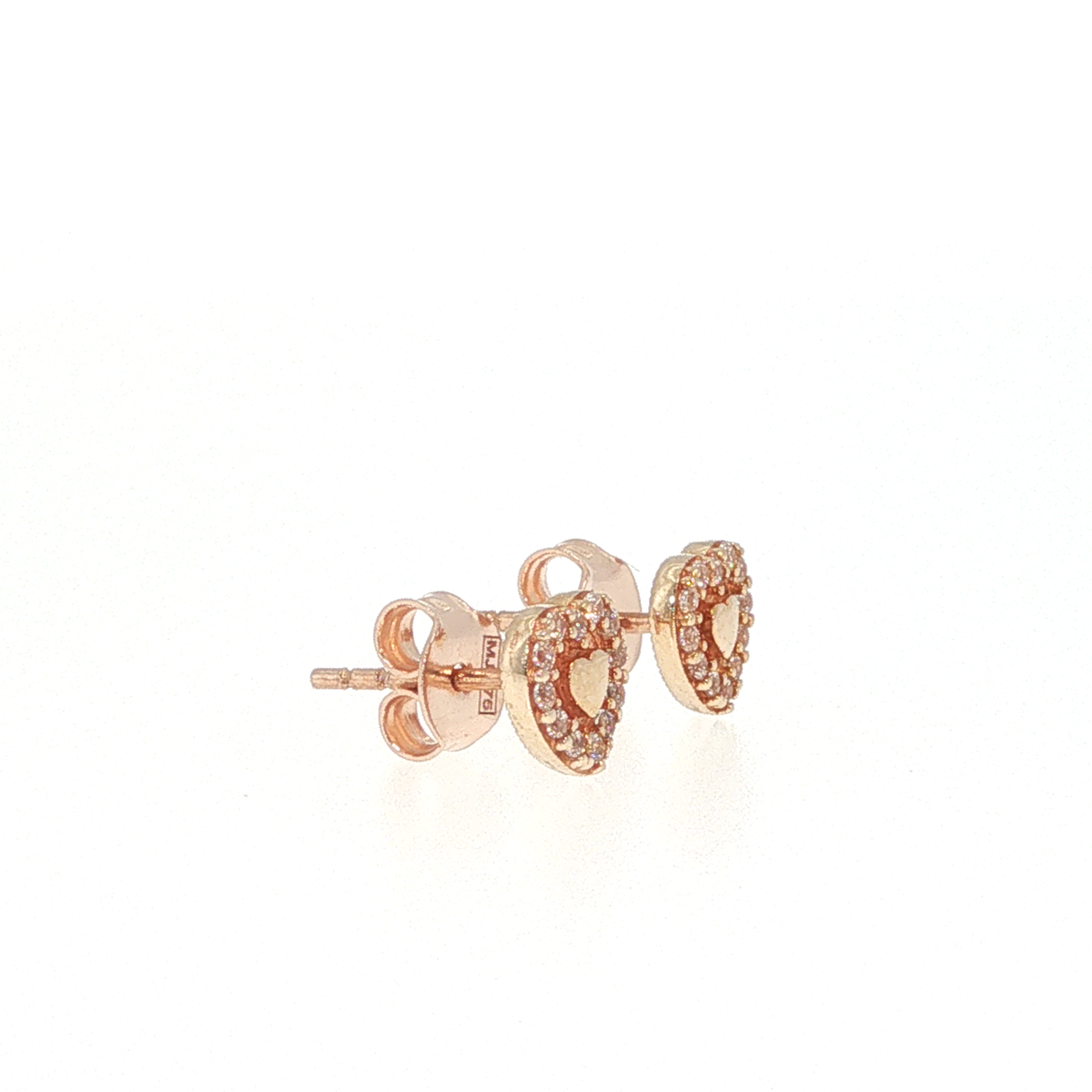 Diamond Halo Heart Stud Earrings in Rose Gold