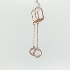 Rose Gold Leverback Dangle Earrings with Crystal Drops