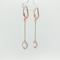 Rose Gold Leverback Dangle Earrings with Crystal Drops