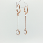 Rose Gold Leverback Dangle Earrings with Crystal Drops