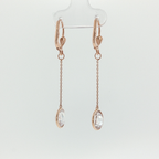 Rose Gold Leverback Dangle Earrings with Crystal Drops