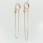 Rose Gold Diamond Cluster Dangle Chain Earrings