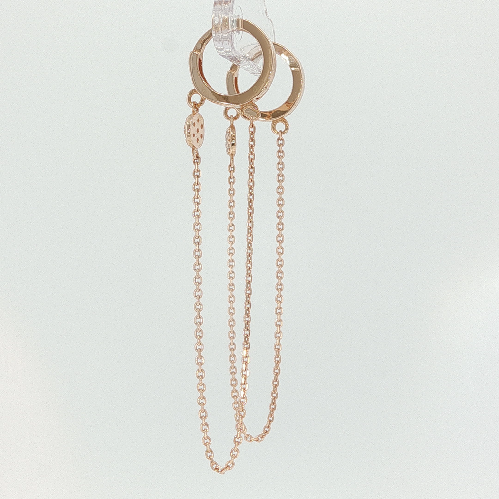 Rose Gold Diamond Cluster Dangle Chain Earrings