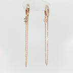 Rose Gold Diamond Cluster Dangle Chain Earrings