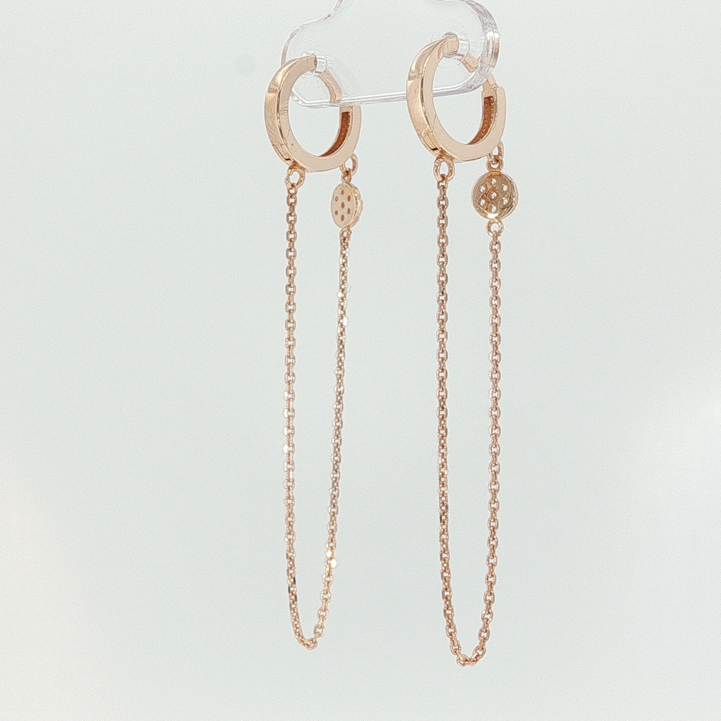 Rose Gold Diamond Cluster Dangle Chain Earrings