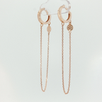 Rose Gold Diamond Cluster Dangle Chain Earrings