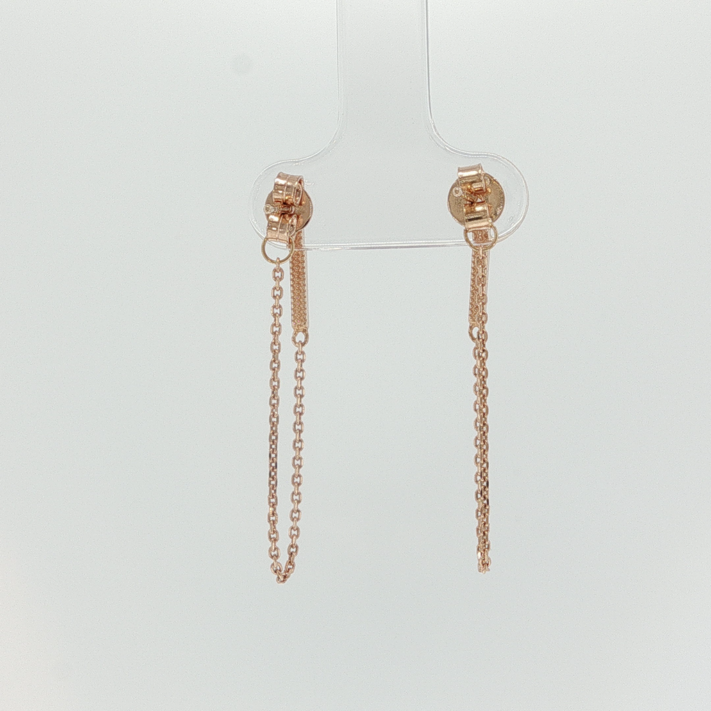 Minimalist Rose Gold Bar and Chain Dangle Earrings