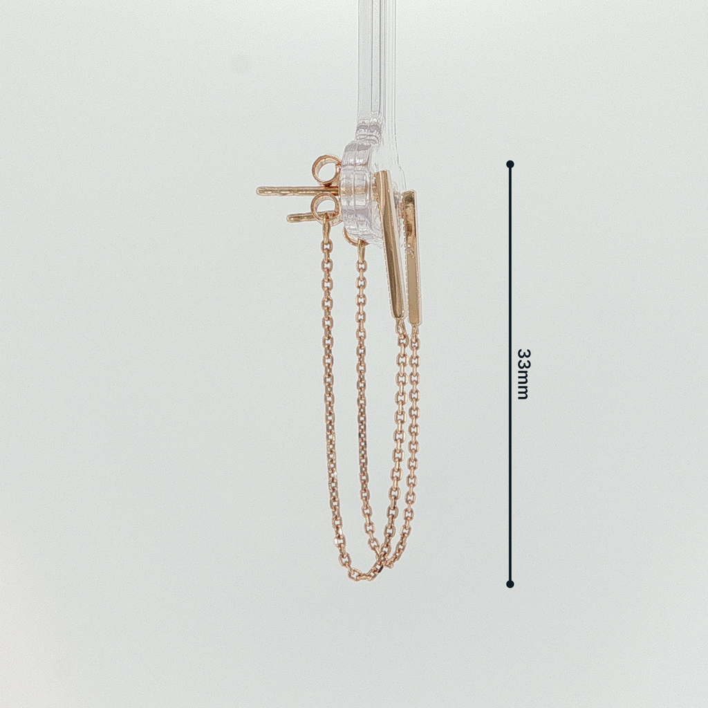 Minimalist Rose Gold Bar and Chain Dangle Earrings