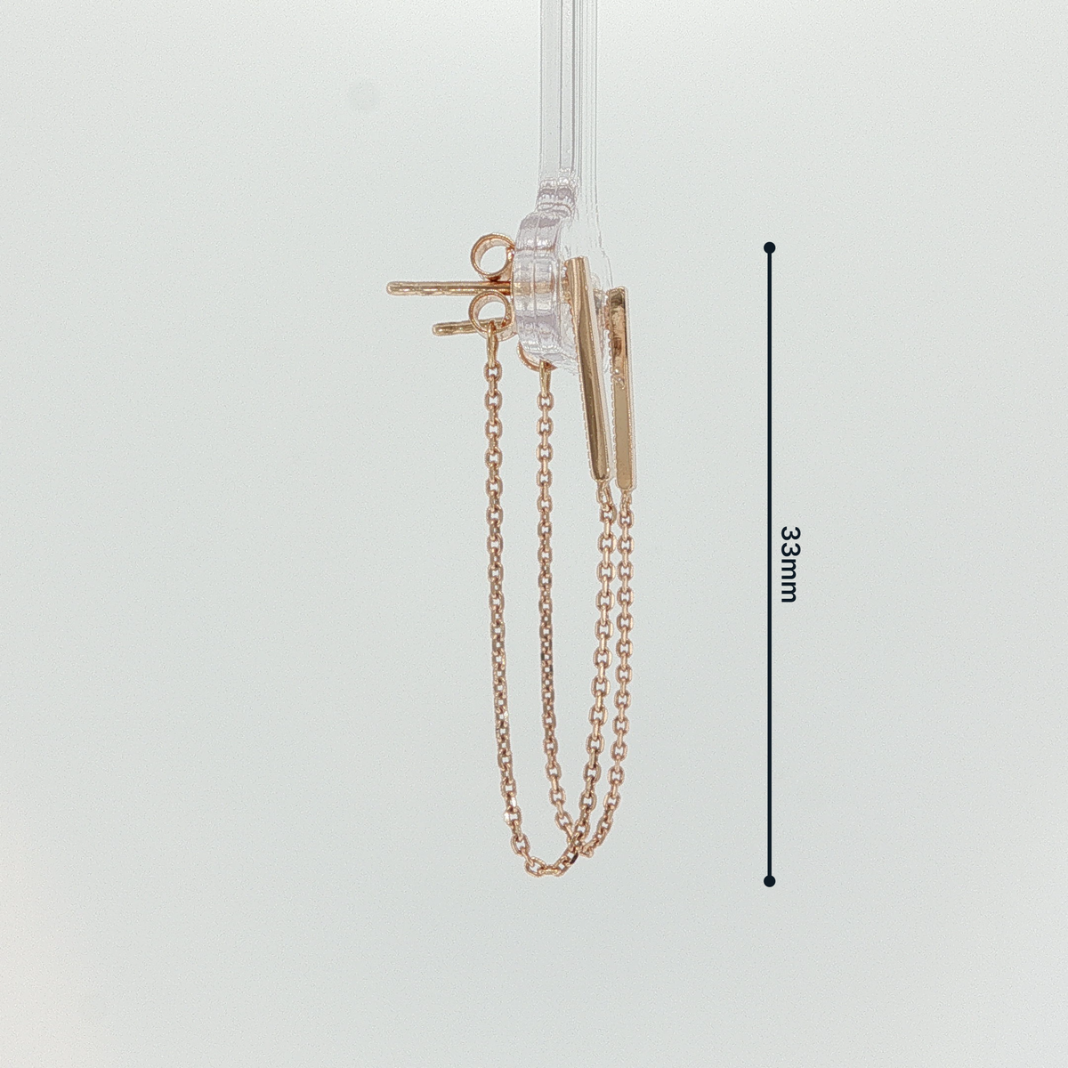 Minimalist Rose Gold Bar and Chain Dangle Earrings