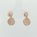 Diamond Pavé Disc Drop Earrings in Rose Gold