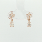 Pear Diamond Floral Drop Earrings in Rose Gold