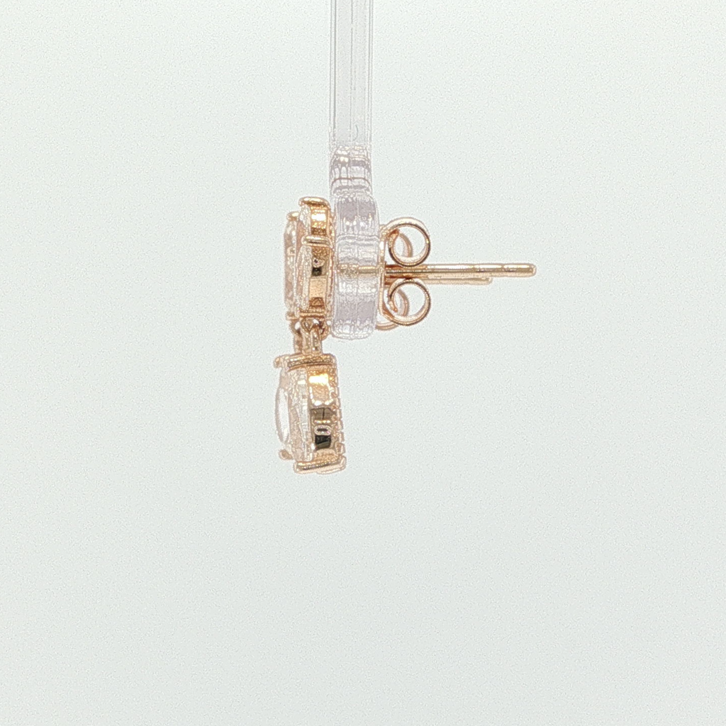 Pear Diamond Floral Drop Earrings in Rose Gold