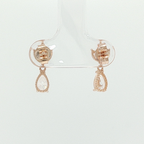Pear Diamond Floral Drop Earrings in Rose Gold