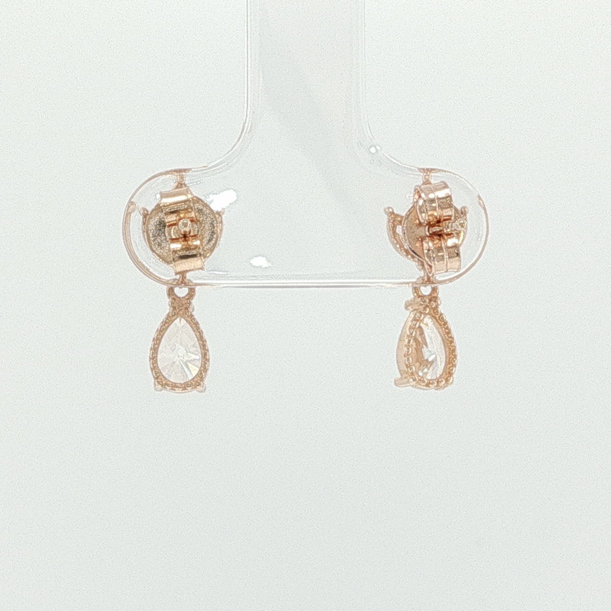 Pear Diamond Floral Drop Earrings in Rose Gold
