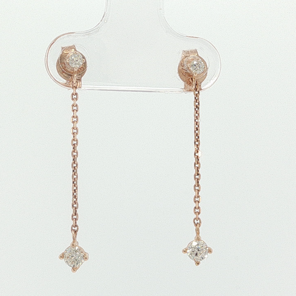 Diamond Dangle Earrings in Rose Gold