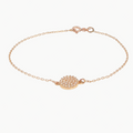 Pave Diamond Disc Chain Bracelet in Rose Gold 17 cm
