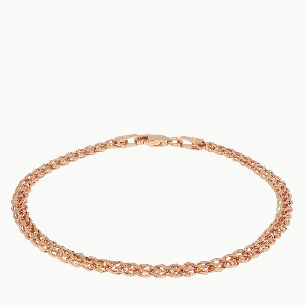 Rose Gold Woven Link Chain Bracelet 20 cm