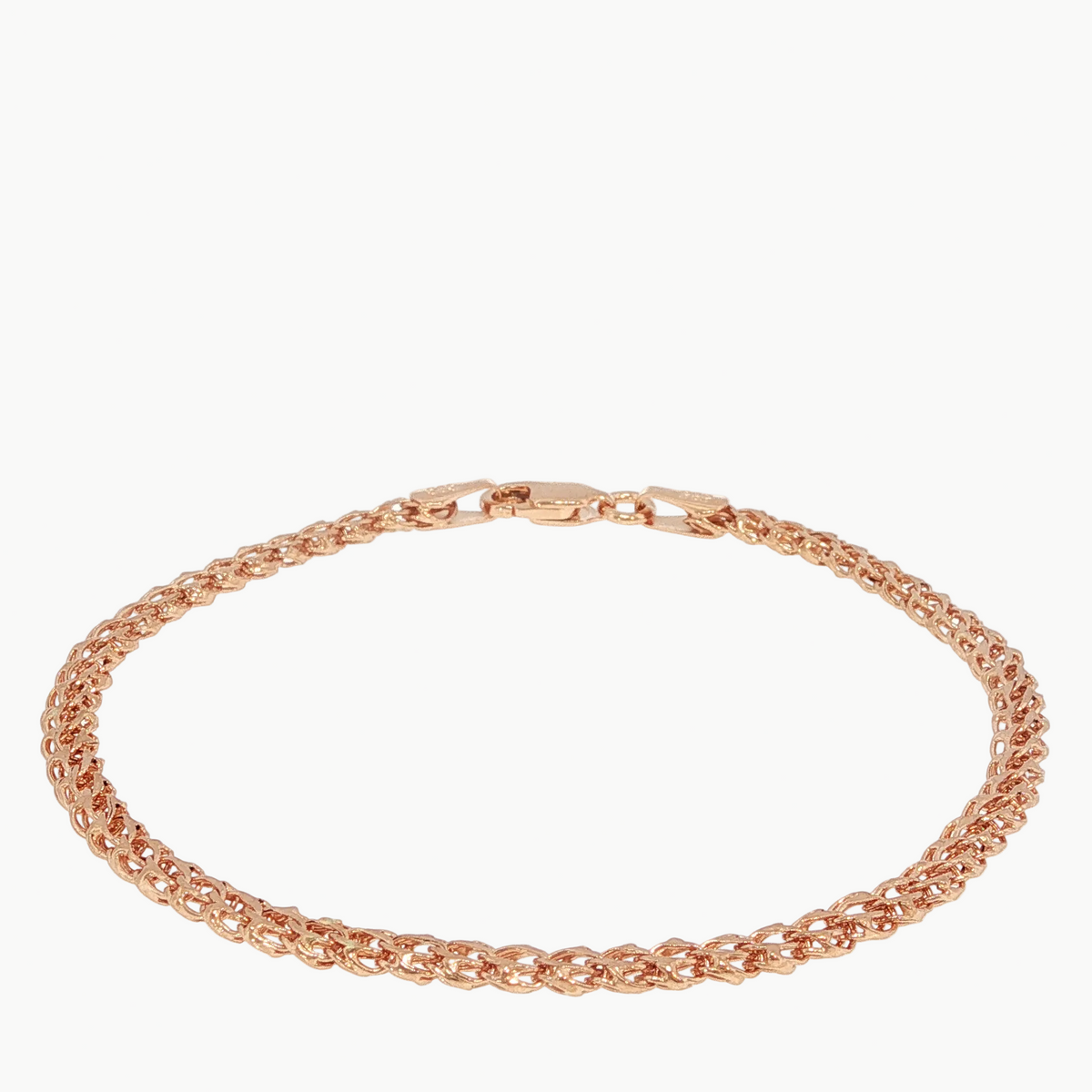 Rose Gold Woven Link Chain Bracelet 20 cm