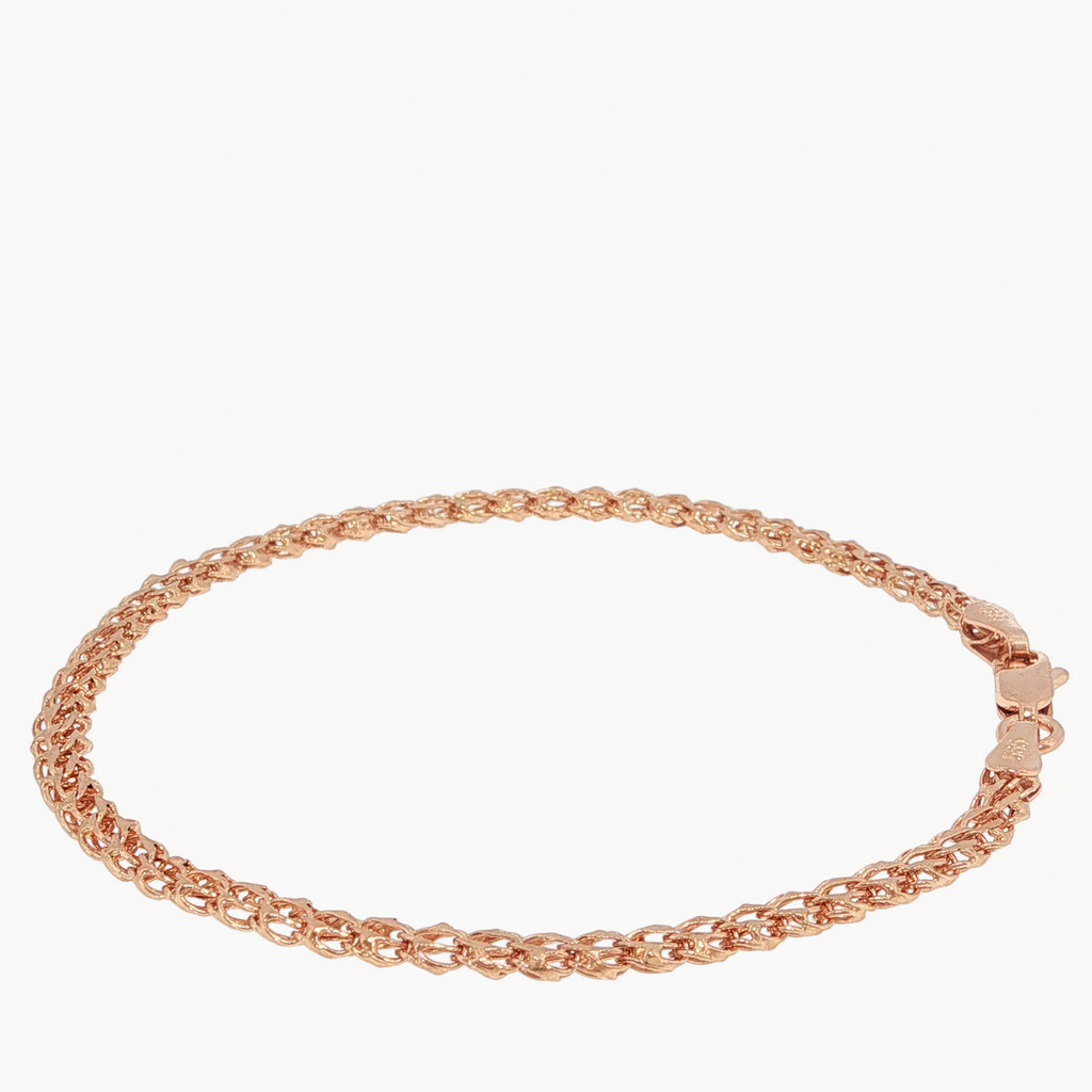 Rose Gold Woven Link Chain Bracelet 20 cm