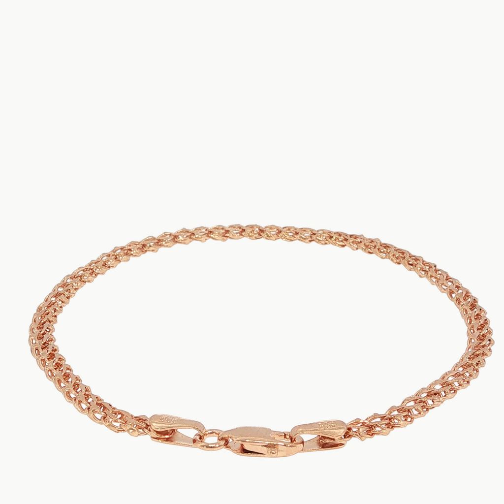 Rose Gold Woven Link Chain Bracelet 20 cm