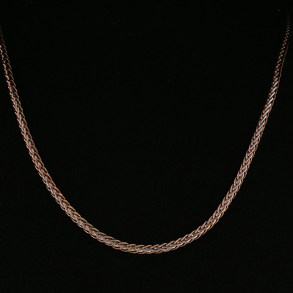 Punutud roosa kullaga kaelakee 55 cm
