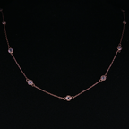 Rose Gold Diamond Station Chain Necklace 43-45mm