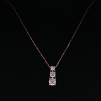 Rose Gold Three-Stone Diamond Pendant Necklace 43-45mm