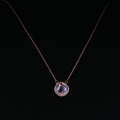 Rose Gold Bezel-Set Crystal Pendant Necklace 43-45mm