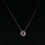 Rose Gold Bezel-Set Crystal Pendant Necklace 43-45mm