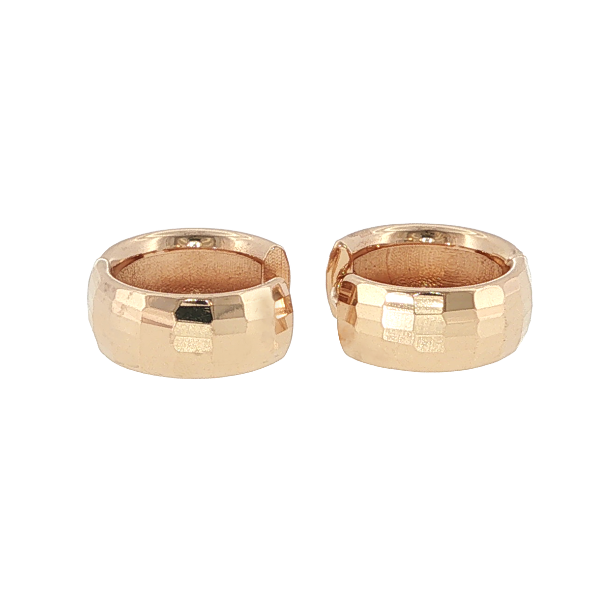Faceted Rose Gold Huggie Hoop Earrings