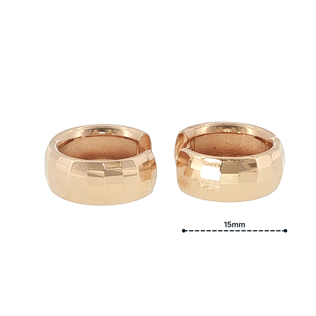 Faceted Rose Gold Huggie Hoop Earrings