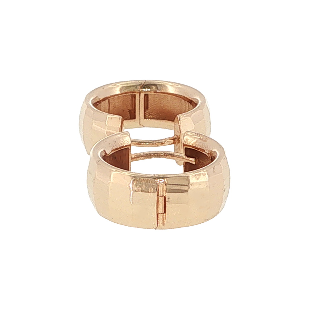 Faceted Rose Gold Huggie Hoop Earrings