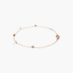 Diamond and Textured Bead Chain Bracelet in Rose Gold 16-18 cm