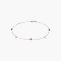 Diamond and Textured Bead Chain Bracelet in Rose Gold 16-18 cm