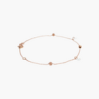 Diamond and Textured Bead Chain Bracelet in Rose Gold 16-18 cm