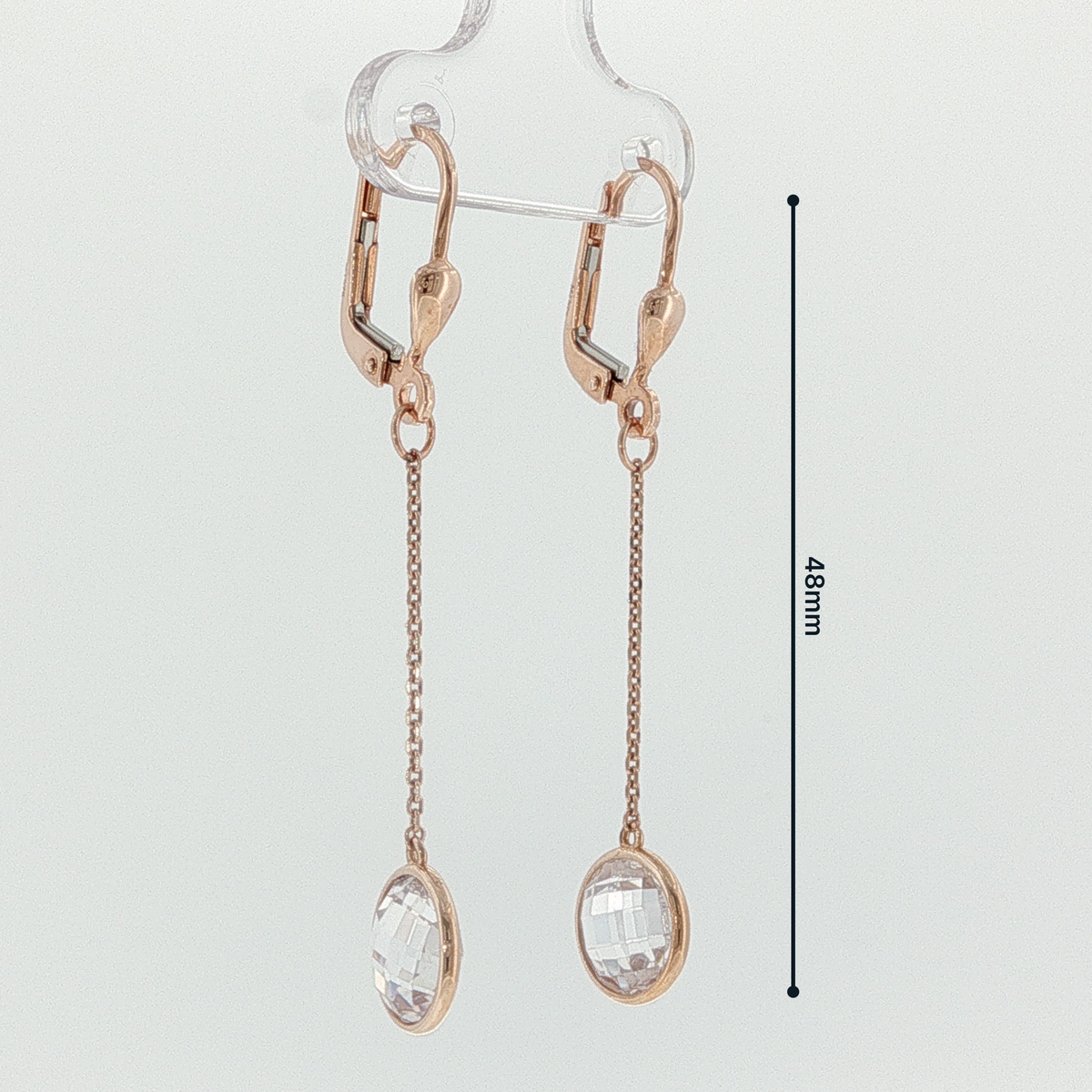 Rose Gold Leverback Dangle Earrings with Crystal Drops