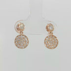 Diamond Pavé Disc Drop Earrings in Rose Gold