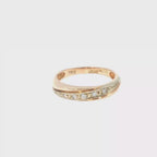 Rose Gold Diamond Accent Band Ring with Milgrain Detail