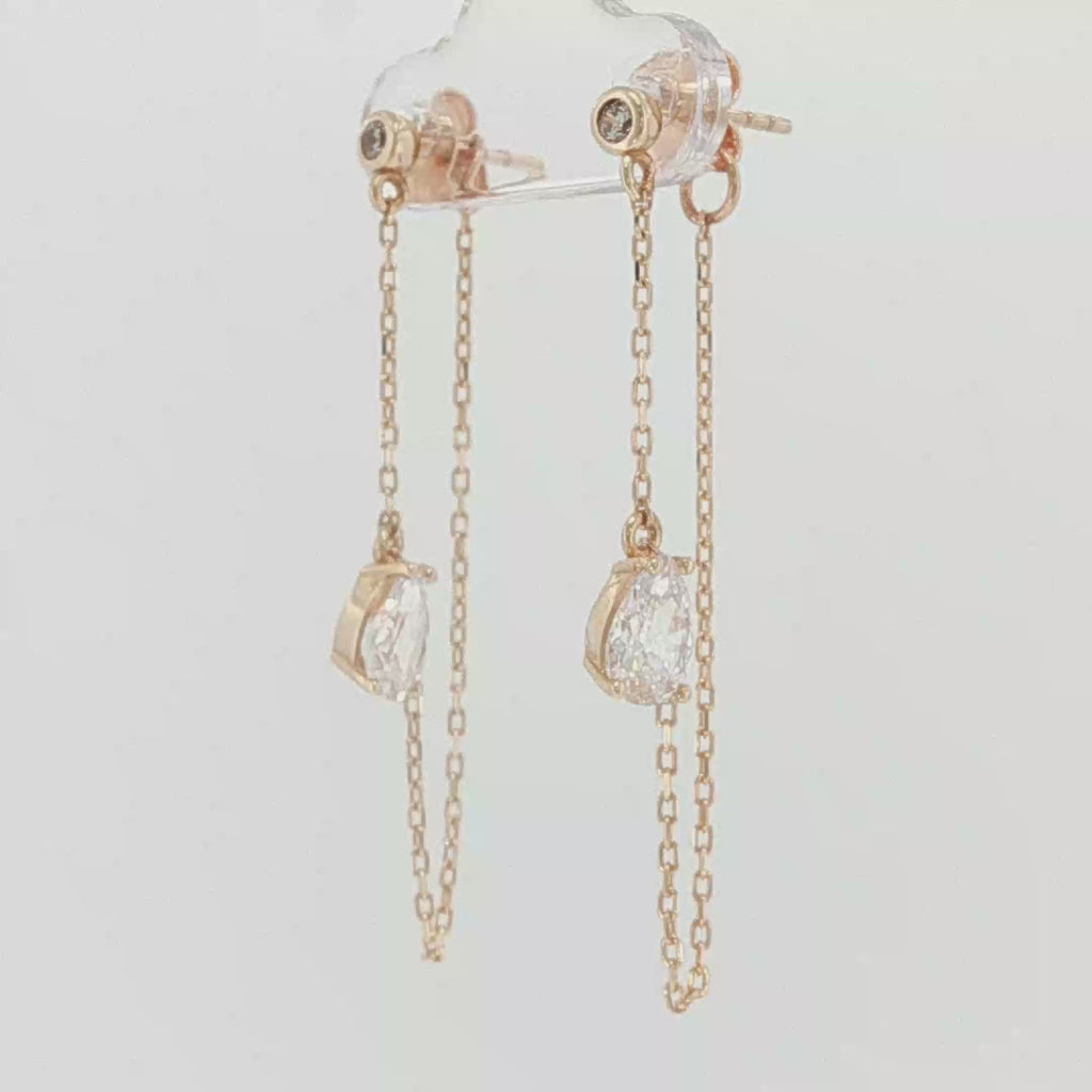 Rose Gold Diamond Dangle Earrings