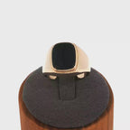 Rose Gold Signet Ring with Black Onyx