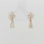 Pear Diamond Floral Drop Earrings in Rose Gold