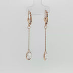 Rose Gold Leverback Dangle Earrings with Crystal Drops