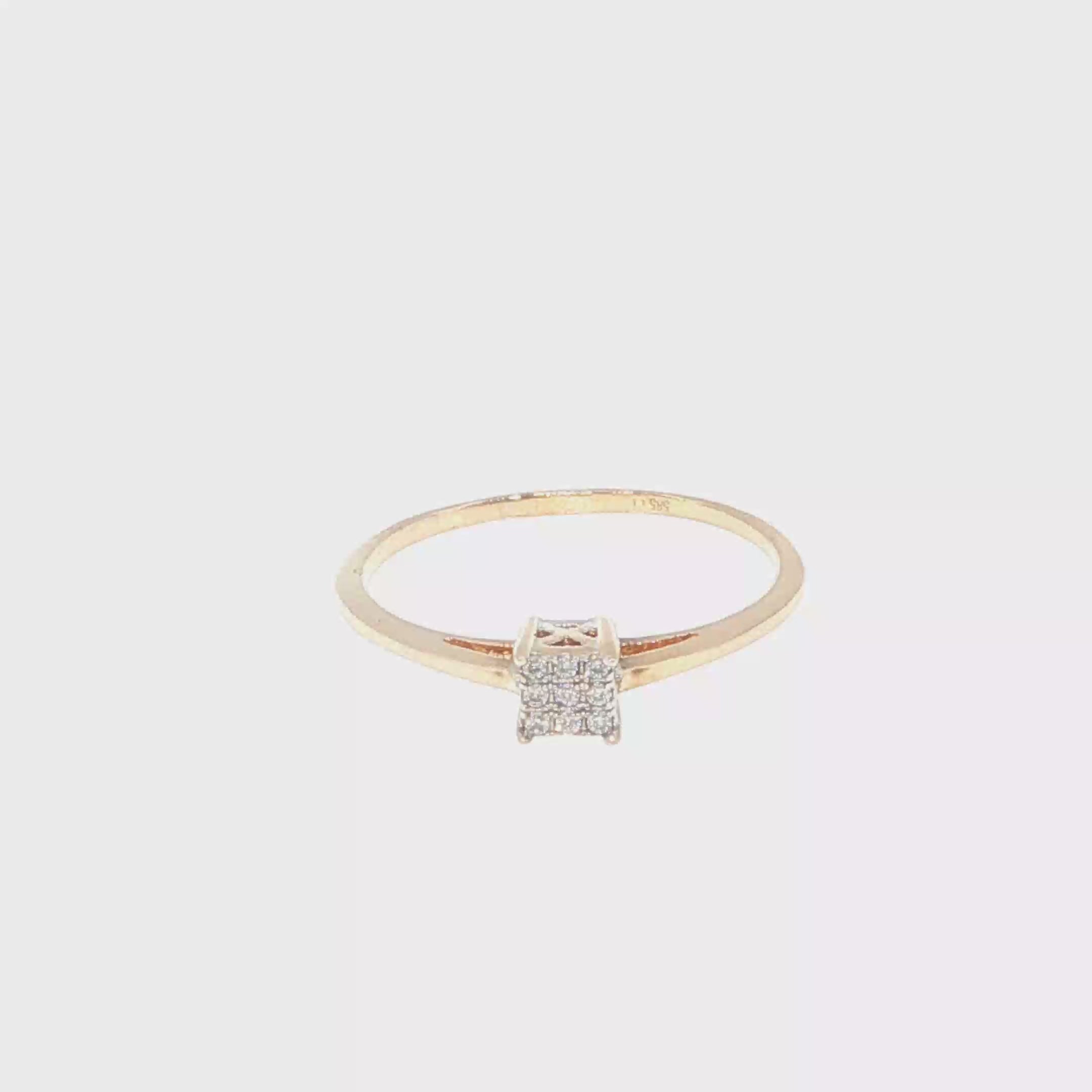 Diamond Square Cluster Ring in Rose Gold