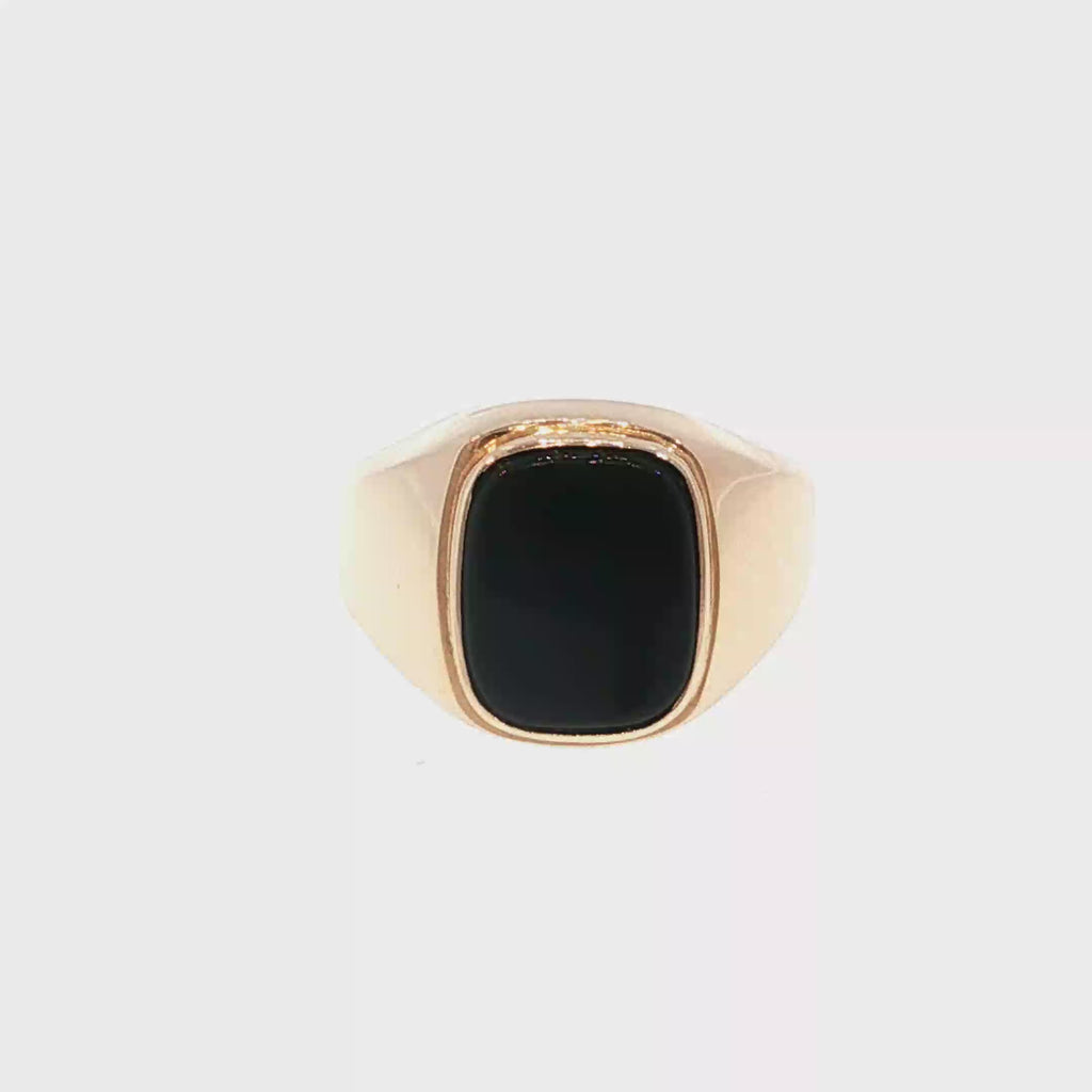 Rose Gold Black Onyx Signet Ring