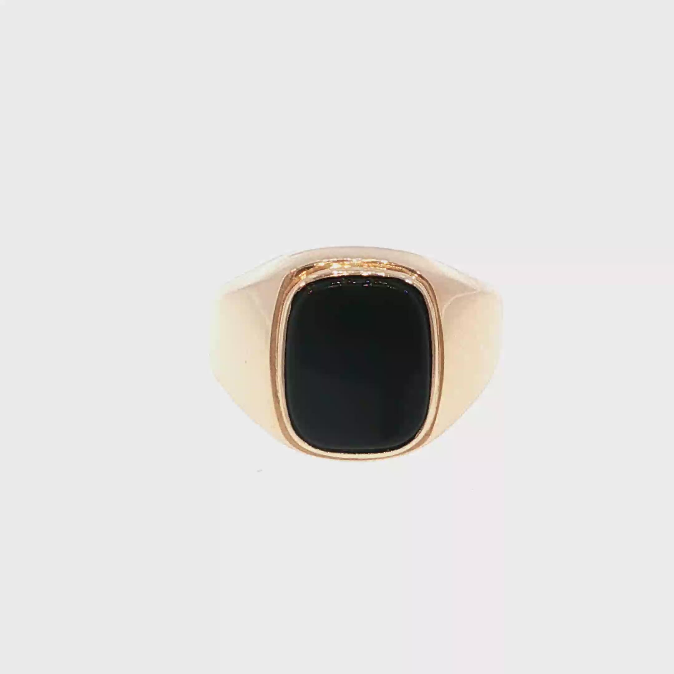 Rose Gold Black Onyx Signet Ring