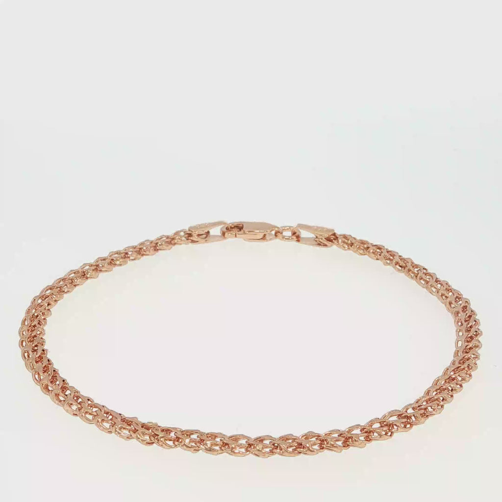 Rose Gold Woven Link Chain Bracelet 20 cm