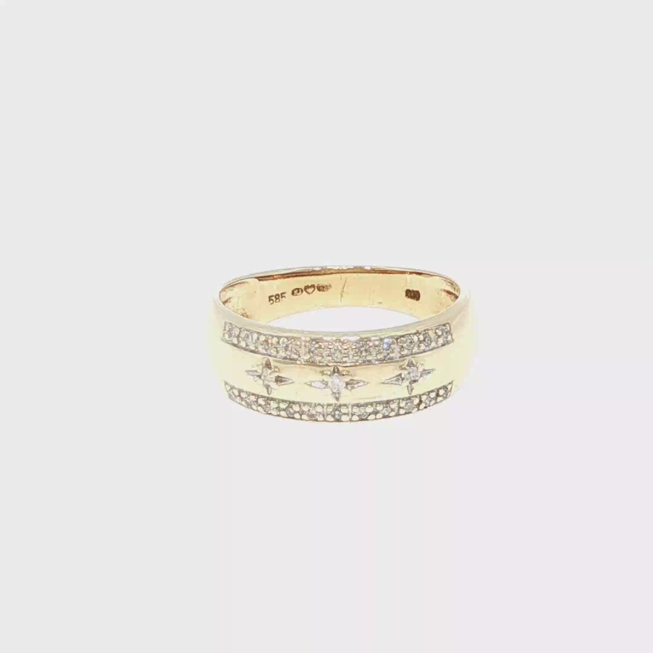 Yellow Gold Diamond Starburst Band Ring