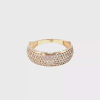 Yellow Gold Pavé Diamond Domed Band Ring